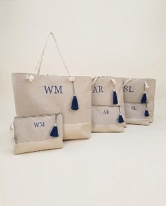 Bolsa e nécessaire Personalizada em linho e sintético-ANA