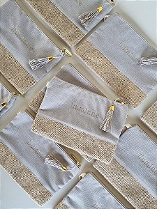 Nécessaire Slim em Linho com Juta - Personalizada