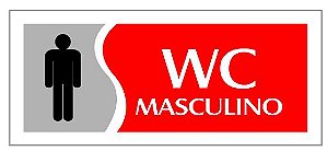 PLACA - WC MASCULINO - VERMELHA / EM PS 20 X 7CM EMPLAC BR