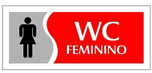 PLACA - WC FEMININO - VERMELHA / EM PS 20 X 7CM EMPLAC BR