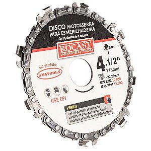 DISCO MOTOSERRA PARA ESMERILHADEIRA 115 X 22,23 MM - ROCAST