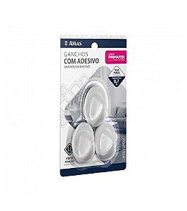 GANCHO ADESIVO 3PC 0,7KG OVAL - ATLAS