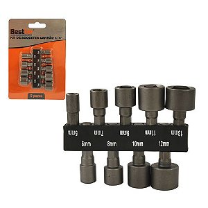 KIT SOQUETE CANHAO 1/4"" 09 PCS - BESTFER