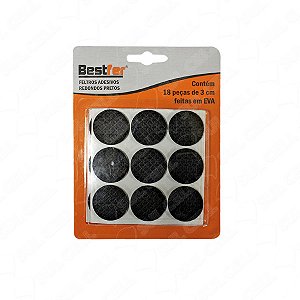 PROTETOR ADESIVO EVA REDONDO 18PCS PRETO 3CM 10G - BESTFER