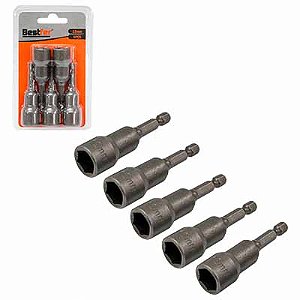 SOQUETE CANHAO MAGNETICO 12MM X 65MM 5PCS - BESTFER