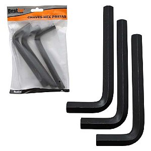 CHAVE HEXAGONAL PRETA 12MM - 03 PCS - BESTFER