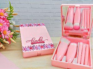 Estojo com Mini Pincéis de Maquiagem - 10 Unidades