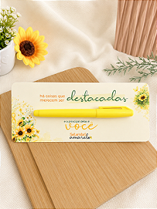 Cartão com Caneta Marca-texto Setembro Amarelo – 10 unidades