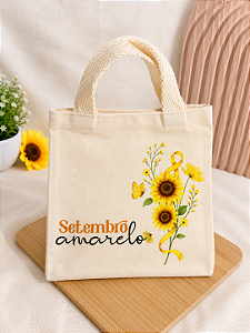 Mini Ecobag Setembro Amarelo 20x20 cm – 10 Unidades