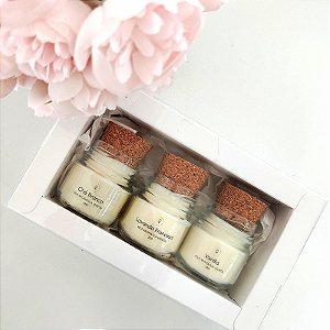 Kit 3 mini velas com rolha