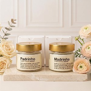 Kit 2 Velas Aromáticas Tampa Dourada - Madrinha e Padrinho de Batismo