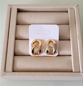 Brinco Entrelaçado Mix Cravejado