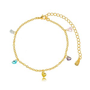 Pulseira Corações Cristais Color