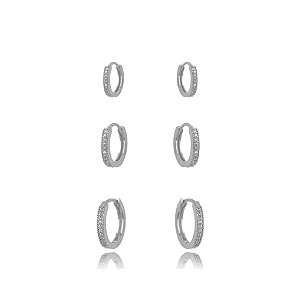 Brinco Trio Argola Micro Zircônia