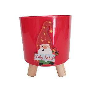 Cachepot Acrilico Pliê c/ Pés Madeira Elfo Natal 11,5cmX14cm- 1un.