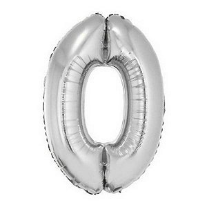 Balão de Festa Microfoil 28" 70cm - Número Prata - 01 Unidade
