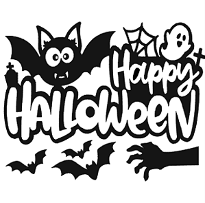 Adesivo Vinil para Balões -Happy Halloween Morcego