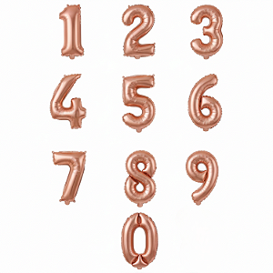 BALÃO METALIZADO NÚMERO ROSE GOLD 16" POLEGADAS 40CM - 1UN