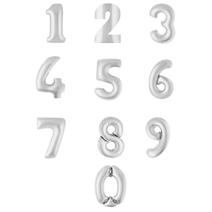 BALÃO METALIZADO NÚMERO PRATA 16" POLEGADAS 40CM - 1UN
