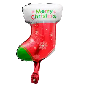 BALÃO METALIZADO MEIA DO PAPAI NOEL 24,5X41CM - 1UN.