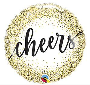 BALÃO METALIZADO 18" REDONDO CHEERS PONTOS DOURADO