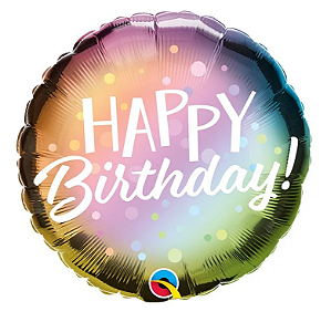 BALÃO METALIZADO 18" REDONDO HAPPY BIRTHDAY METÁLICO 46CM