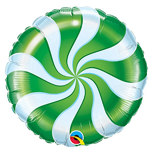 BALÃO METALIZADO 18" REDONDO ESPIRAL VERDE 46CM