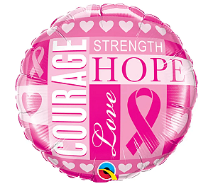 BALÃO METALIZADO 18" REDONDO OUTUBRO ROSA 46CM