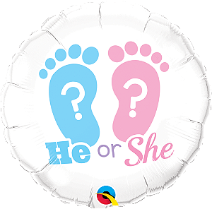 BALÃO METALIZADO 18" REDONDO HE OR SHE 46CM