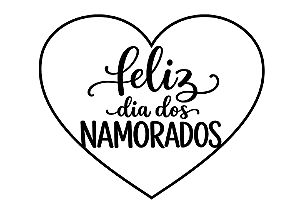Adesivo Vinil p/ Balões - Feliz dia dos Namorados coração - Frase pronta p/ aplicar