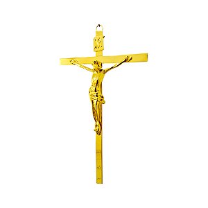 Crucifixo Grande Em Metal Para Parede Tamanho 36 Cm Dourado  R23