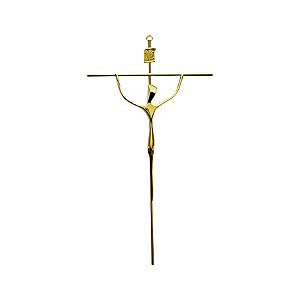 Crucifixo em Metal Estilizado Tamanho Médio Grande 38 cm Cor Dourado R 78