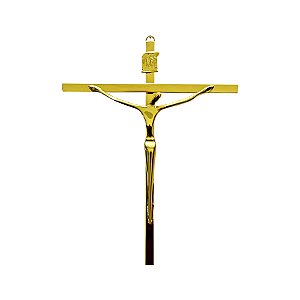 Crucifixo Parede Metal Cruz Chapa Tamanho 28 CM Dourado Ref 40