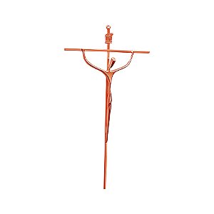 Crucifixo grande estilizado cruz quadrada tamanho 52 cm cor Cobre R 80