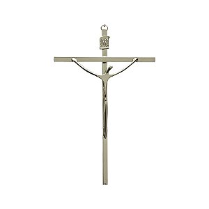 Crucifixo Parede Metal Cruz Chapa Tamanho 21 CM Cor Prata  Ref 18