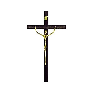 Crucifixo Cristo Estilizado Grande Cruz Madeira Tamanho 56 cm Cor Dourado R 94