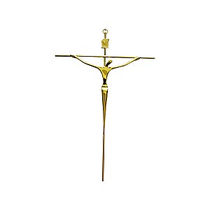 Crucifixo Parede em Metal Tamanho 28 cm Cruz Redonda Cor Dourado R 75