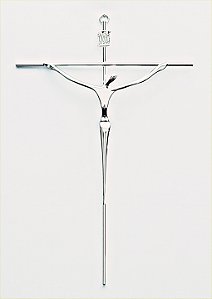 Crucifixo Parede em Metal Tamanho 28 cm Cruz Redonda Cor Prata R 75