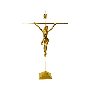 Crucifixo Tradicional com Base para mesas e balcões  tamanho 30 cm Cor Dourado R 13