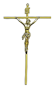 Crucifixo Tradicional Cruz em Chapa de metal para parede 31 Cm Cor Dourado R 17