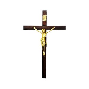 Crucifixo Cruz em Madeira Padrão Embuia Tamanho 40 cm R 100 Cor Dourado