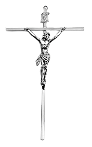 Crucifixo Tradicional Cruz em Chapa de metal para parede 31 Cm Cor Prata R 17