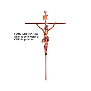 Crucifixo Tradicional Cruz em Chapa de metal para parede 31 Cm Cor Cobre R 17
