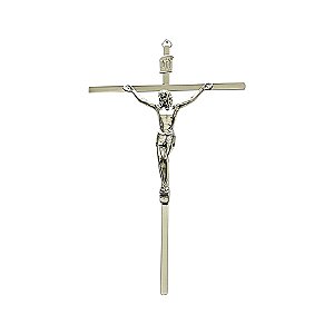 Crucifixo Tradicional para Parede Cruz Chapa 24 Cm Cor Prata R 74