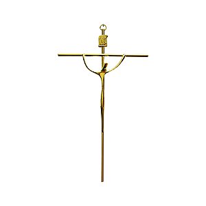 Crucifixo Pequeno Estilizado Parede Braço Curvo 21 Cm Dourado R 07