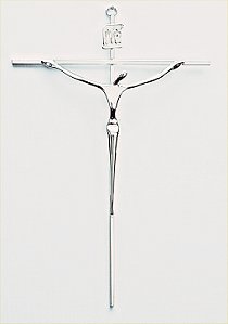Crucifixo Parede em Metal Tamanho 28 cm Cruz Quadrada Cor Prata R 76