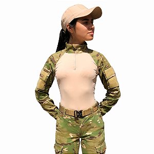 Camisa Combat Feminina Multicam Aliança Militar