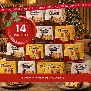 Kit Confraternização: 14 Panetones Sortidos (7 Frutas + 7 Chocolate)