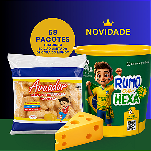 Combo Camisa 10: Biscoito de Polvilho Avuador Sabor Parmesão + Baldinho - Caixa com 68 pacotes de 30g