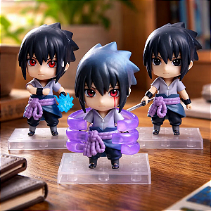 Kit 3 Bonecos Sasuke Uchiha Naruto Shippuden em Três Posições